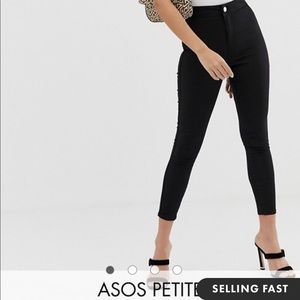 Asos high waisted black jeans petite